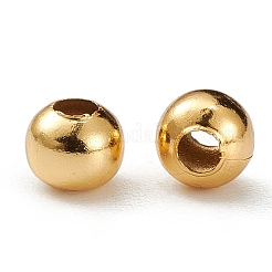 304ステンレススチールビーズ  ラウンド  24KGP本金メッキ  4x3.5~4mm  穴：1.5mm&nbsp;STAS-H558-36G