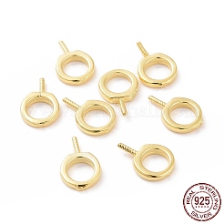 スターリングシルバー製スクリューアイペグベイル925個  リング  18KGP本金メッキ  9x6x1mm  穴：4mm  ピン：0.6mm&nbsp;X-STER-D035-42G