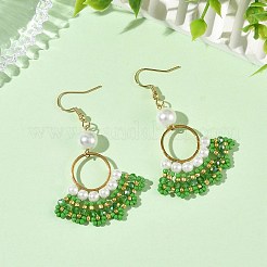 Glass Braided Beads Dangle Earrings&nbsp;EJEW-MZ00747