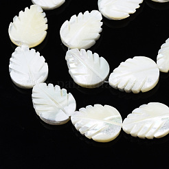天然トロチッドシェル/トロカスシェルビーズ連売り  漂白  葉  ホワイト  19.5~20x15~15.5x4mm  穴：0.8mm  約20個/連  15.47インチ〜15.87インチ（39.3~40.3cm）&nbsp;SSHEL-N034-136A-01