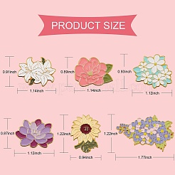 6Pcs 6 Style Flower Enamel Pins&nbsp;JEWB-SZ0001-61