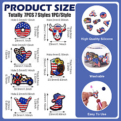 7Pcs 7 Styles Independence Day Theme Silicone Beads&nbsp;SIL-TA0002-73