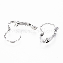 変色しにくい304ステンレススチールフレンチフックピアス金具  カン付き  ステンレス鋼色  19.5x12x3mm  穴：1.2mm  ピン：0.8mm&nbsp;LS-STAS-G161-20B