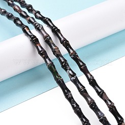 ナチュラルインペリアルジャスパービーズ連売り  染め  竹の棒  ブラック  12x5mm  穴：0.5mm  約34個/連  15.94''（40.5センチメートル）&nbsp;G-P475-01D
