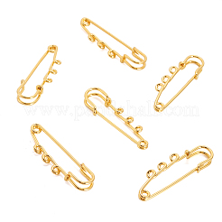 ループ付きアイロン安全ピン  ブローチパーツ  キルトピン  ゴールドカラー  50x15x5mm  穴：2mm&nbsp;IFIN-TAG0001-03