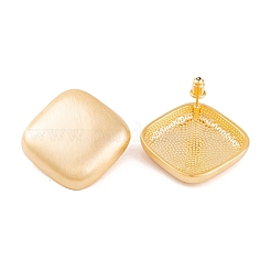 Rhombus Drawbench Brass Stud Earrings for Women&nbsp;EJEW-G391-15G