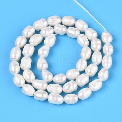 天然養殖淡水パールビーズ連売り  ライス  乳白色  7~10x5~6mm  穴：0.4~0.5mm  約41~43個/連  12.99~13.39''（33~34センチメートル）&nbsp;PEAR-T006-19B