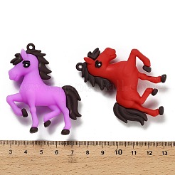 ポリ塩化ビニールのプラスチックチャーム  馬  ミックスカラー  58x48x18mm  穴：2.5mm&nbsp;FIND-I069-02