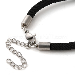 ミラノコード＆304ステンレススチールブレスレットの作り方  丸皿付き  ブラック  トレイ：10mm  7-1/4インチ（18.4cm）&nbsp;LS-MAK-H004-02E-P01