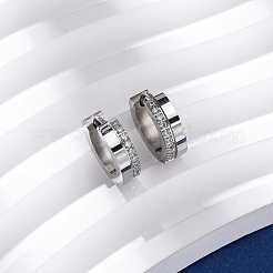 304ステンレススチールキュービックジルコニアフープピアス  316ステンレス鋼  プラチナ  13.5x4mm&nbsp;EJEW-D331-12P