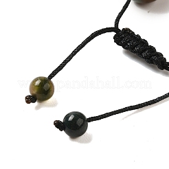 12.5mm ラウンド天然インディアンアゲート編みビーズブレスレット 女性 男性用  内径：2~3-1/8インチ（4.95~8.05cm）&nbsp;BJEW-C060-01D