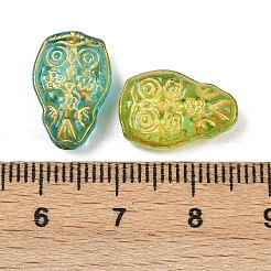 Baking Paint and Golden Metal Enlaced Glass Beads&nbsp;DGLA-T004-16M