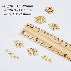 Hobbieasy 42 個 7 スタイル合金コネクタ チャーム  混合図形  ライトゴールド  18~25x9~17.5x1~2mm  穴：1.2~1.6mm  6個/スタイル&nbsp;FIND-HY0001-58