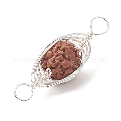Natural Rudraksha Copper Wire Wrapped Connector Charms&nbsp;PALLOY-JF02067-02