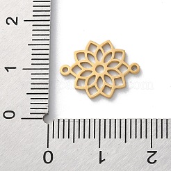 304ステンレススチール中空チャクラリンク  本物の18K金メッキと細かい研磨  花  12x15.5x1mm  穴：1mm&nbsp;STAS-S149-05B