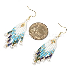 304 Stainless Steel Glass Seed Beads Arrow Dangle Earrings&nbsp;EJEW-MZ00554-01