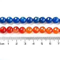 天然石瑪瑙ビーズ連売り  多面カット  染め  ラウンド  ミックスカラー  8mm  穴：1mm  約48個/連  15インチ&nbsp;G-G580-8mm-M
