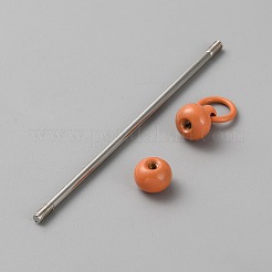 ジュエリー作り diy 工芸品用の鉄の棒ビーズキーホルダー  プラチナ  砂茶色  7.8cm&nbsp;IFIN-SZC0005-01A-12