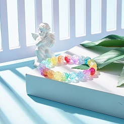 女性のためのレインボーアクリルラウンドビーズストレッチブレスレット  カラフル  ビーズ：10mm  内径：2-1/4インチ（5.8cm）&nbsp;BJEW-JB07555