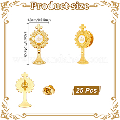 JHS聖体顕示台エナメルピン25個  バックパック用合金ラペルピンバック  ゴールドカラー  26.5x13mm&nbsp;JEWB-UN0001-13G