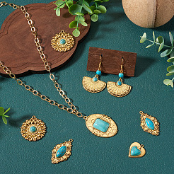 10Pcs 5 Styles Bohemian Style 304 Stainless Steel with Synthetic Turquoise Pendants&nbsp;STAS-TA0006-21