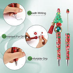 クリスマスボールペンのDIYキット  樹脂ラインストーングラデーションビーズを含む  アクリルビーズ  レジンヨーロピアンビーズ  abs樹脂ボールペン  ミックスカラー  20mm  穴：2~2.5mm&nbsp;DIY-TA0014-63
