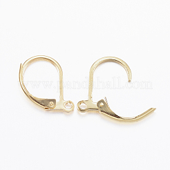 304ステンレススチールフレンチフックピアス金具  カン付き  ゴールドカラー  10x15x2mm  穴：1mm&nbsp;X-STAS-L190-14G