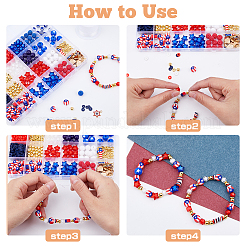Independence Day Acrylic Beaded Stretch Bracelet with Alloy Enamel Charms DIY Making Finding Kit&nbsp;DIY-FH0006-72