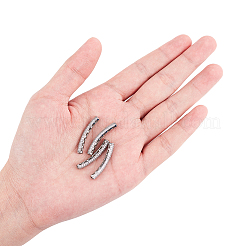 Brass Micro Pave Clear Cubic Zirconia Tube Beads&nbsp;ZIRC-UN0001-01P