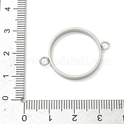 304ステンレススチール製オープンバックベゼルコネクタチャーム  UVレジンDIY用  エポキシ樹脂  プレスジュエリー  フラットラウンド  ステンレス鋼色  22x30x3mm  穴：2.5mm  内径：20mm&nbsp;STAS-B126-05E-P