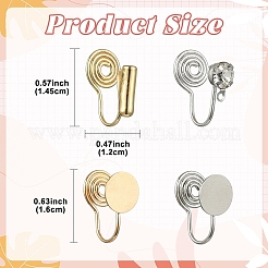 真鍮製イヤーカフ金具 20色 2個  フラットラウンド  プラチナ＆ライトゴールド  14.5x12x8mm  穴：0.5mm  10個/カラー&nbsp;FIND-YW0009-95