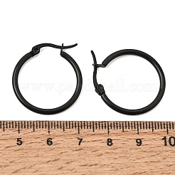 201 ステンレススチールフープピアス  304ステンレスピン付き  PVD真空メッキ  ブラック  25x24x2mm&nbsp;SA-CBA4A0D-16EB-A