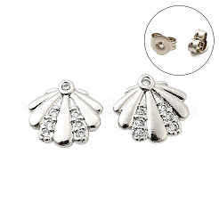 Brass Micro Pave Clear Cubic Zirconia Stud Earrings&nbsp;EJEW-M103-08P
