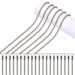 DIYのジュエリー  鉄球のビーズチェーン付き  はんだ付けおよび鉄製ボールチェーンコネクター  アンティークブロンズ  2x2mm  40 m /ロール&nbsp;DIY-PH0025-73AB