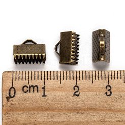 アイアン製カシメリボン止めエンドパーツ  無鉛の  アンティークブロンズカラー  10x7mm程度  穴：2mm&nbsp;X-E143Y-AB