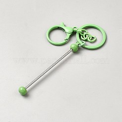 合金バービーズキーホルダージュエリー作成 diy 工芸品  カニカン付き  プラチナ  淡緑色  148mm&nbsp;DIY-WH0128-59P-07