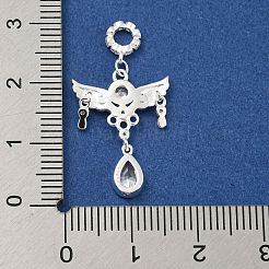 シルバー 925 スターリングシルバーペンダント  ラインストーン付き  エンジェルチャーム  クリスタル  21x15.5x2mm  穴：2.8mm&nbsp;LS-STER-A031-01A
