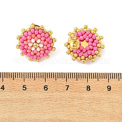 ガラスシードビーズのスタッドピアス  花  304ステンレススチールスタッドピアス金具付き  甘露  18.5~19mm&nbsp;EJEW-MZ00741-01