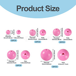 100 個 5 スタイル不透明なアクリル ビーズ  ラウンド  ショッキングピンク  6~16x5~15mm  穴：1.8~2.8mm  20個/スタイル&nbsp;MACR-TADJ0001-12F