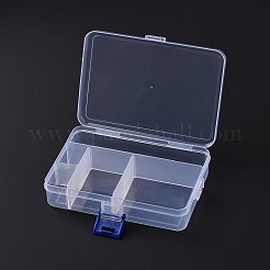 プラスチックビーズ収納ケース  調整可能な仕切りボックス  取り外し可能な5コンパートメント  長方形  ゴーストホワイト  14x9.5x3.2cm&nbsp;KY-E011-01