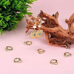 10Pcs Brass Micro Pave Clear Cubic Zirconia Hoop Earring Findings&nbsp;ZIRC-SZ0005-14