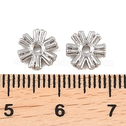 真鍮製マイクロパヴェキュービックジルコニアビーズ  花  プラチナ  6x2mm  穴：1.2mm&nbsp;KK-H538-20A-P