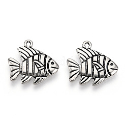合金のチベット風チャーム  カドミウムフリー＆鉛フリー  魚のチャーム  アンティークシルバー  18.5x19x2mm  穴：1.5mm&nbsp;PALLOY-T075-202AS
