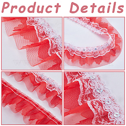 10M Polyester Flower Lace Ribbon with Paillettes&nbsp;OCOR-GF0003-34A
