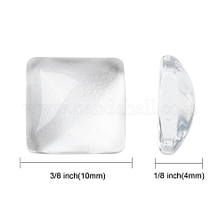 無色透明ガラスの正方形のカボション  10x4mm&nbsp;GGLA-A001-10mm