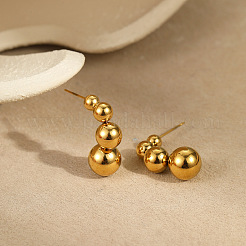 女性用304ステンレススチールスタッドピアス  ラウンド  ゴールドカラー  30x10mm&nbsp;WGEA6C6-02