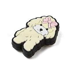 シリコンビーズ  DIYネックレスとブレスレットの作り方  漫画の動物  乳白色  犬  30x20.5x8mm  穴：3mm&nbsp;SIL-M007-09B