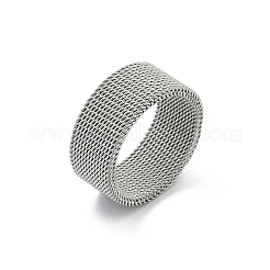 201 ステンレススチール指輪  ユニセックスのワイドバンドリング  ステンレス鋼色  10mm  内径：20mm&nbsp;RJEW-H242-01B-P