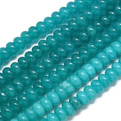 天然石マレーシアジェイドビーズ連売り  染め＆加熱  ロンデル  ティール  8~8.5x4.5~5.5mm  穴：0.9~1mm  約74~76個/連  15.08''~15.35''（38.3~39センチメートル）&nbsp;X-G-B165-G01-5x8mm-14