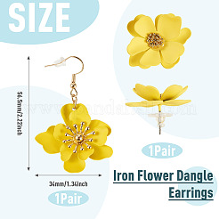 2 Pairs 2 Styles Iron Flower Dangle Earrings and Sweet and Stylish Multi-layer Petal Flower Stud Earrings&nbsp;EJEW-TA0001-80C